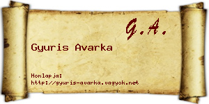 Gyuris Avarka névjegykártya